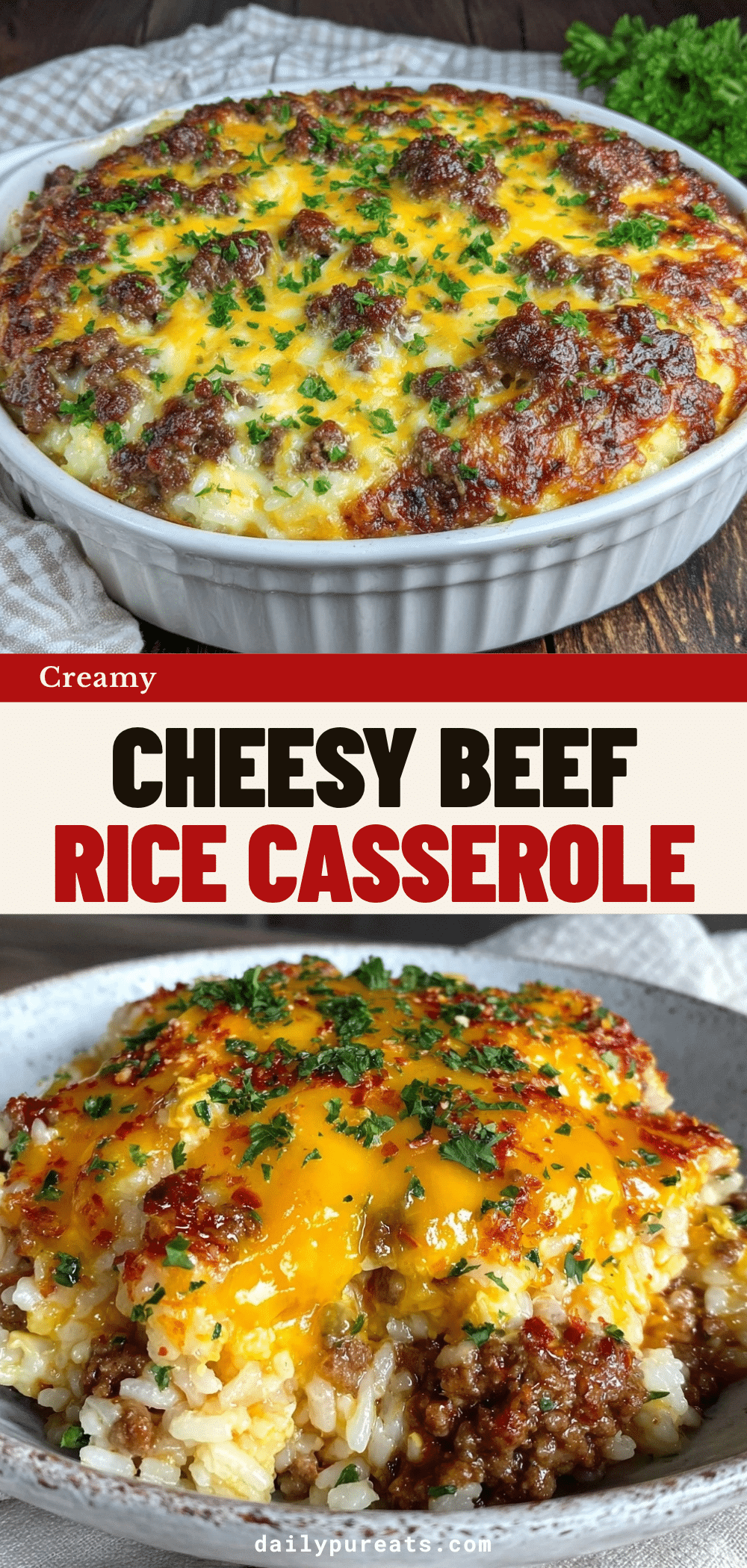 one-pan cheesy beef rice casserole recipe